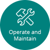 Icon that says Operate and Maintain with wrench and hammer together in x shape image.